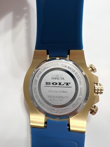 Invicta 26527 Bolt Chronograph 52mm Gold Blaues Zifferblatt Silikon Herrenuhr - Bild 7 von 9