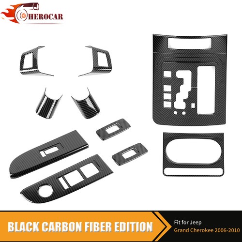 Kit de moldura de cambio de marchas de volante de fibra de carbono para Jeep Grand Cherokee 2006-10 - Imagen 2 de 10