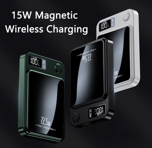 Caricabatteria wireless veloce Macsafe power bank magnetico 30000 mAh per iPhone Android - Foto 8 di 18