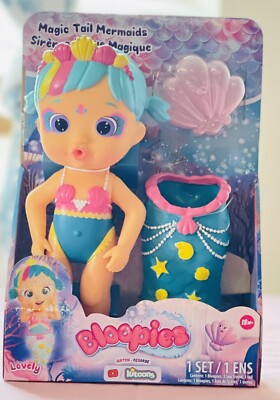Bloopies Lovely Magic Tail Mermaid Bath Toy Doll Kitoons Ages 18 M+ Squirts H2O