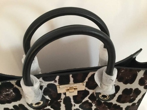 NUEVO BOLSO DE MANO JIMMY CHOO RITA PELO DE BECERRO GRANDE LEOPARDO - Imagen 8 de 8