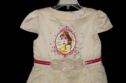 EEUC Disney Store PRINCESS BELLE Champagne Embroidered Roses Dress Sz 5/6 VHTF - Picture 2 of 8