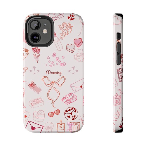 Cute Pink Tough Phone Cases, Red Graphics, Girly Protective Case. - 第 58/108 張圖片