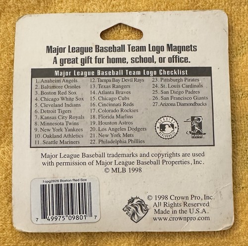 1998 MLB Pro Magnets 🧲 Boston Red Sox ⚾️ 3.5" Logo Fridge Magnet 🧲 - Picture 2 of 2