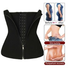 Women Waist Trainer Latex Belt Steel Boned Zipper Body Shaper Corset Girdle Slim