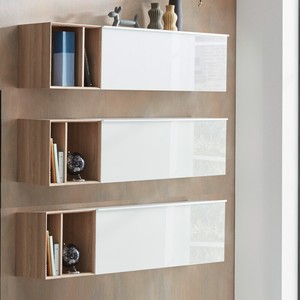 Details zu Hängeschrank Wohnwand Set Glasfront weiß Regale Sonoma Eiche Wohnzimmer-Schrank Details zu Hängeschrank Wohnwand Set Glasfront weiß Regale Sonoma Eiche Wohnzimmer-Schrank