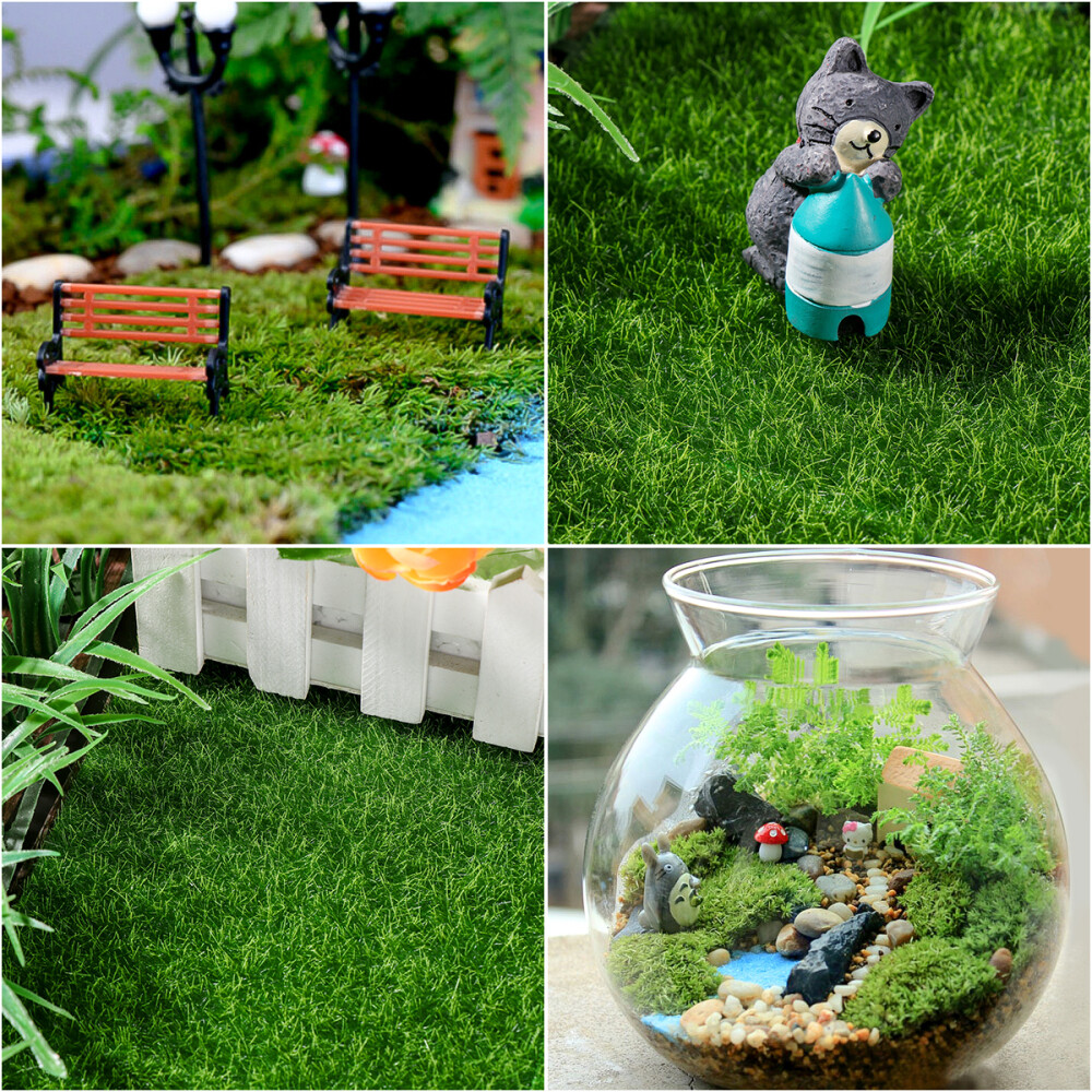 Pangda Artificial Garden Grass, Life-Like Fairy Artificial Grass Lawn 6 X 6 Inches Miniature Ornament Garden Dollhouse DIY Grass (8 Packs