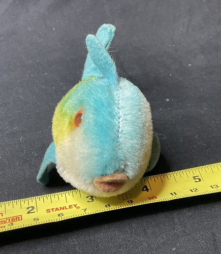 VINTAGE STEIFF SMALL TURQUOISE FISH PLUSH RETRO SOFT TOY GIFT 5” 13cm LONG USED - Picture 8 of 12