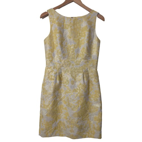 Abito tubino Tahari donna 6 smanicato oro giallo carriera classico da notte - Foto 1 di 10