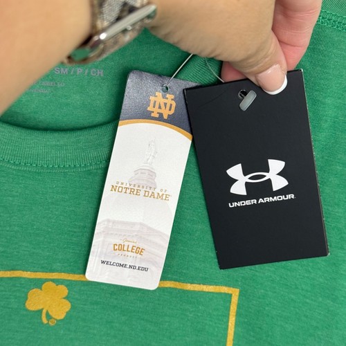 Under Armour NEW Notre Dame Green Tee Shirt Women's Sm College University Irish - Picture 6 of 12