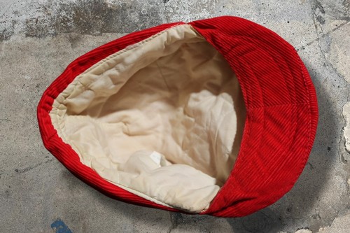VINTAGE 80s PARK CITY UTAH Red Corduroy Ski Resort Bump Bonnet Ear Flaps Cap Hat - Picture 7 of 16