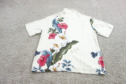 Vintage Iolani Shirt Mens XL Beige Button Up Hawaiian Floral Hibiscus Aloha Camp - Picture 6 of 9