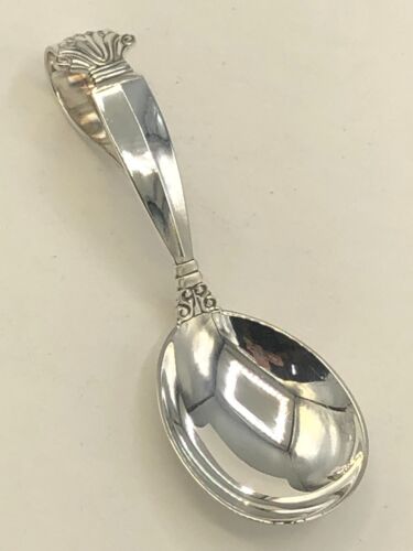 Acanthus by George Jensen Sterling Silver curved handle Baby Spoon 4" - Picture 2 of 4