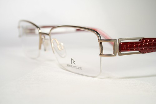 Unworn RODENSTOCK R2191 B Unisex Red Alligator Pattern Half Rim Glasses Frames