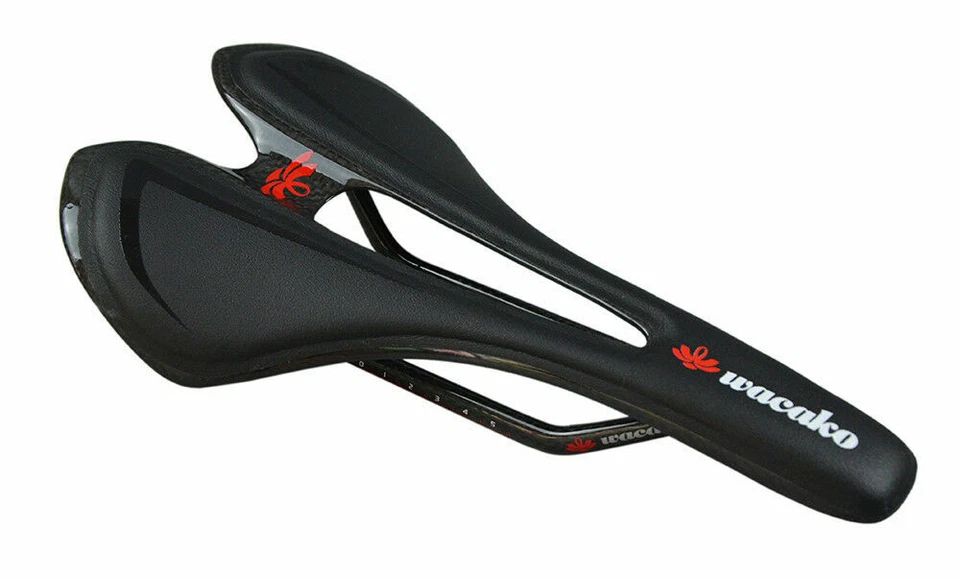 Asiento de cuero de carbono para bicicleta MTB sillín de bicicleta de carretera asiento de cojín hueco para carreras 130 g Foto 4 de 4