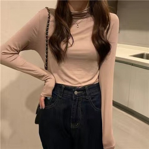 Womens Ladies Stretch Turtleneck Shirt Plain Top Pullover Bottomed Shirt Comfort - Picture 18 of 21