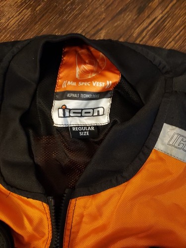 Icon Motorsports Regular Size Orange Black Reflective Mil Spec Safety Vest EUC - Picture 2 of 4