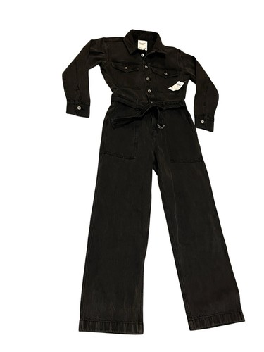 NWT Abercrombie & Fitch Boilersuit Jumpsuit Coverall Denim Washed Black Sz SP - 第 1/8 張圖片