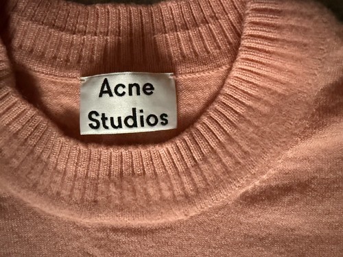 ACNE STUDIOS Pure Wool Sweater S M Peach Pink Crew Neck Long Sleeve Pullover - Picture 10 of 14