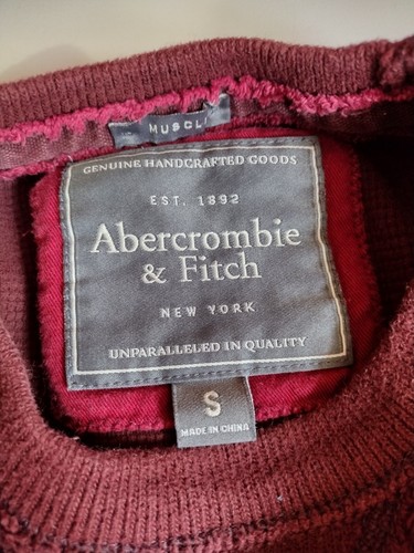 Abercrombie & Fitch Herren Small S Thermo Muskelshirt weinrot 100% Baumwolle - Bild 3 von 5