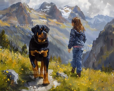 Rottweiler with healthy food bowl