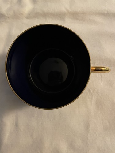 Rare P. Pastaud Limoges France Lg. Colbalt Blue Gold Leaf Trim Cup EUC - Picture 3 of 7