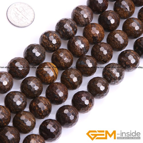 Natural Brown Bronzite Faceted Gemstone Round Beads For Jewelry Making 15" DIY - Picture 32 of 33