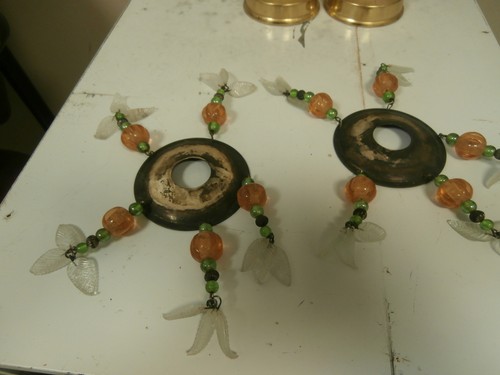 VINTAGE Brass Candlesticks BRASS BOBECHE WITH BEADS - Picture 8 of 8