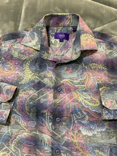 Tallia Multicolor Floral Long Sleeve Button Front Mens Shirt Size Small - Picture 9 of 10