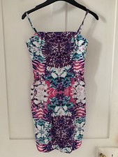 Lipsy Peplum Print Dress Mantra Detachable Straps 8 New Tags Boned Corset Style