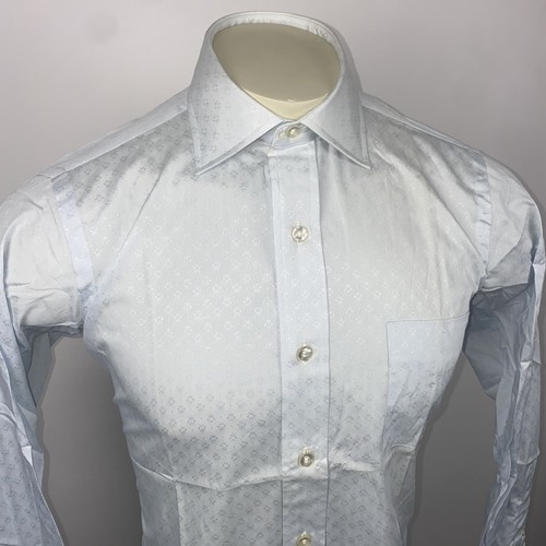 Vintage 60s Dress Shirt Mens Excello Crest Club Karnac Cotton Blue MCM 15 34 NOS - Picture 13 of 13