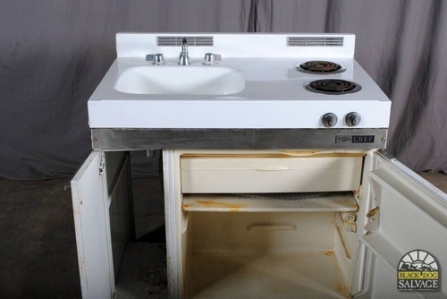 Vintage Kitchenette 1969 Sink + Refrigerator Stove, Tiny House, Cabin, RV - Picture 5 of 12