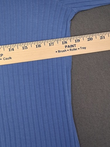 Top Lands' End girocollo manica lunga costina larga viscosa elasticizzato blu donna M - Foto 5 di 9