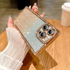 For iPhone 16 15 Pro Max Plus 14 13 Glitter Diamond Case Soft Plating TPU Cover