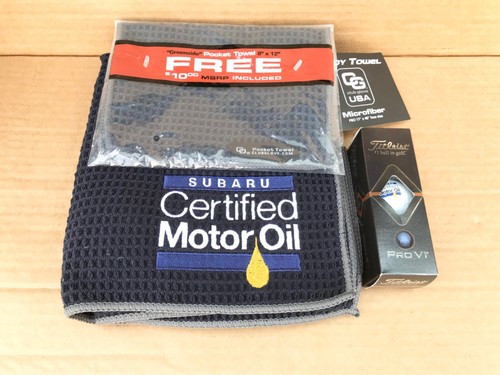 SUBARU LOGO Titliest Pro V1 Golf Balls & Club Glove Microfiber Caddy Towel Set