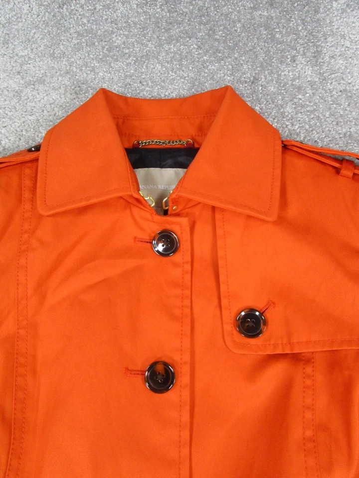 Abrigo Banana Republic para mujer Xs naranja envoltura de algodón * Foto 2 de 4