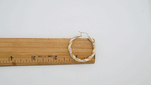 14k Multi-Tone Gold Hoop Earrings Estate Sale Find disco-ball sparkly 3.6g - Picture 5 of 6