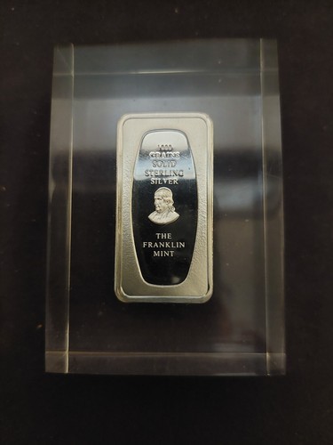 Franklin Mint - 1972 Father's Day Sterling Silver Ingot in Lucite - 1000 Grains - Picture 8 of 9