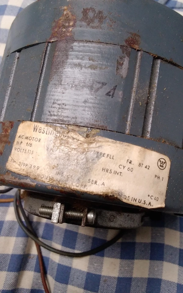 Motor de CA Westinghouse vintage 1/6 Hp 115v tipo FLL FR.BT-42 - SIN PROBAR Foto 2 de 4