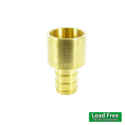 1/2" Female Sweat x 1/2" PEX Brass Crimp Adaptor Cinch Fitting Lead Free - Picture 3 of 3