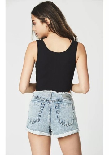 Con Risvolto Pantaloncini 26 Lf Alta Taglie Orlo Cintura Carmar Medio Jeans No q4YOw