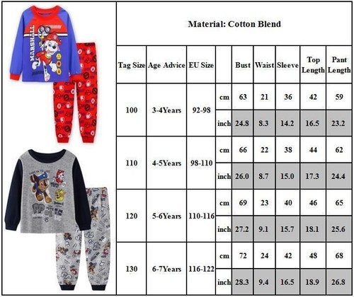 Kids Boys Paw Patrol Pyjamas Long-Sleeve Tops + Pants Nightwear Sleepwear Outfit - Picture 4 of 13