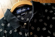 Ralph Lauren Polo Golf Shirt Men's Medium Black Geometric Short Sleeve