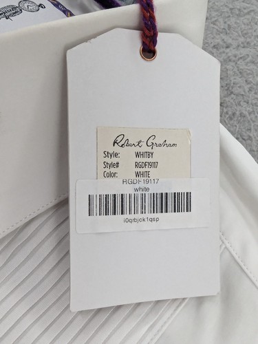 Robert Graham Tuxedo Shirt Whitby Men's Medium 15.5 White LS French Cuff - Picture 10 of 15
