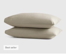 NWOT Quince Set 2 Standard Crisp Percale Pillowcases Toffee Organic Cotton