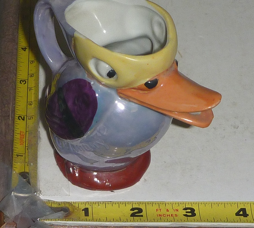 Vtg MCM Hand-Painted Lustreware Purple Duck Pitcher ~4x4" - Germany - Picture 8 of 9