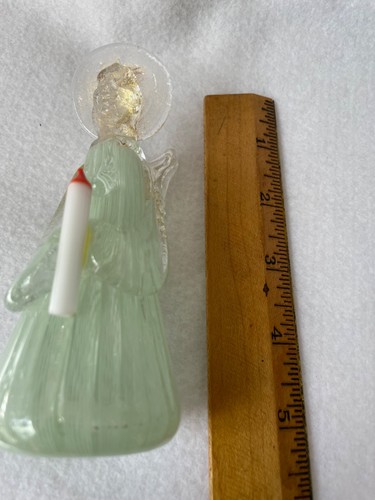 Vintage Murano Venezianischer Glas Engel mit Kerze Mintgrün mit Gold Weihnachtsdeko - Bild 5 von 5
