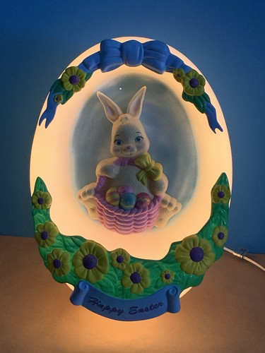 Vintage 1995 Empire Happy Easter Bunny Plastic Blow Mold 18” Diorama 3D Egg - Picture 13 of 15