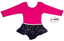 Moret Dress Skirt Skirtall Bodysuit Pink Glitter Hearts 3/4 Slv New Girl XS 3/4