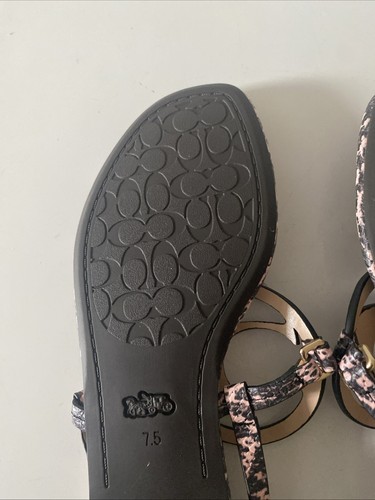 Coach Women’s Size 7.5 Jeri Sling Back Sandals Pink Snakeskin Print Leather - Picture 11 of 13